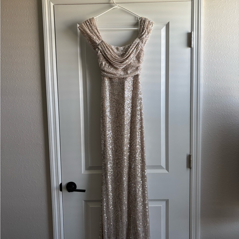 Hello Molly Chanpagne Sequin Gown